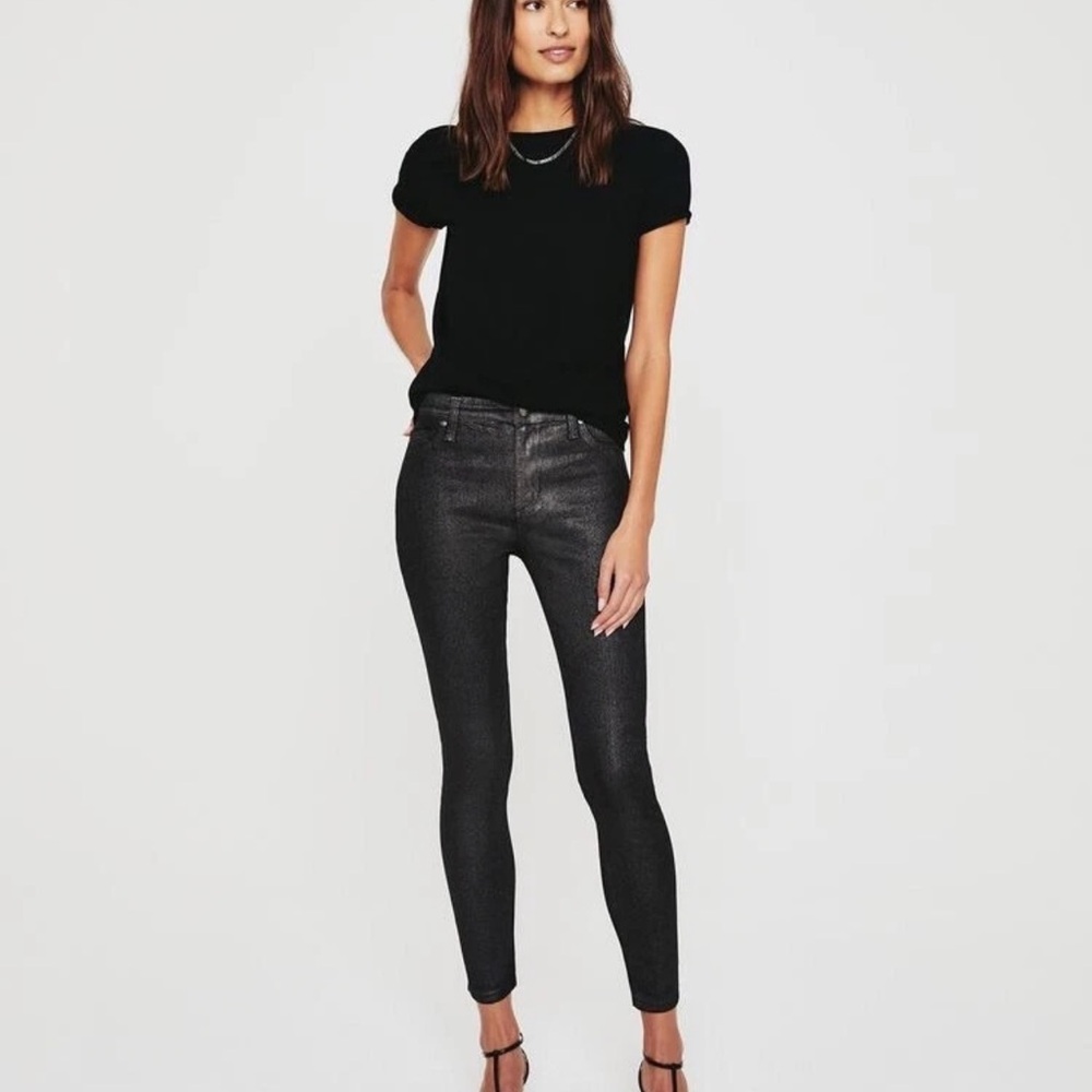 AG JEANS FARRAH HIGH RISE SKINNY ANKLE JEANS LUMINOUS GUNMETAL SIZE 32 NWT